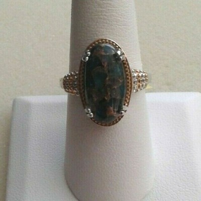 Matrix Neon Apatite Vermeil YG Plat 925 Sterling Silver Ring (Size 8) 6.15 Cts