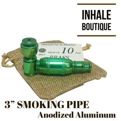 3  Metal smoking pipes/ Anodized Aluminum / In A Burlap bag