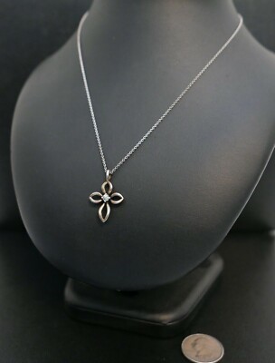 James Avery Aqua Remembrance Cross pendant w/ JA Chain 17