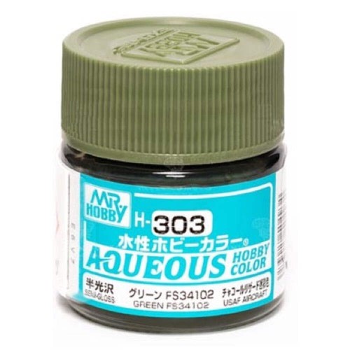 Mr Hobby (Gunze) H303 Aqueous Semi-Gloss Green FS34102 Acrylic Paint 10ml Brand - Picture 3 of 3