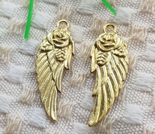 144 piezas Colgante de ala de flores de oro brillante 31x11 mm S4949 hazlo tú mismo Joyería - Imagen 3 de 3