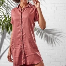 Lucky Brand Mauve Pink Short Sleeve Button Down Shirt Dress XS
