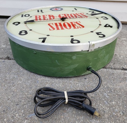 Rare Red Cross Shoes Light-Up Advertising Wall Clock Lackner Gas Oil Sign Bubble - Picture 12 of 18