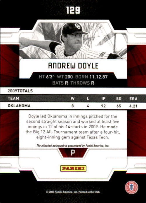 2009 Donruss Elite Extra Edition #129 Andrew Doyle Rookie Auto #/640 (ref 10752) - Image 2 of 2