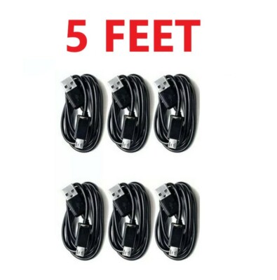 6x OEM 5FT Micro USB Charger Fast Charging Cable Cord For Samsung Android Black