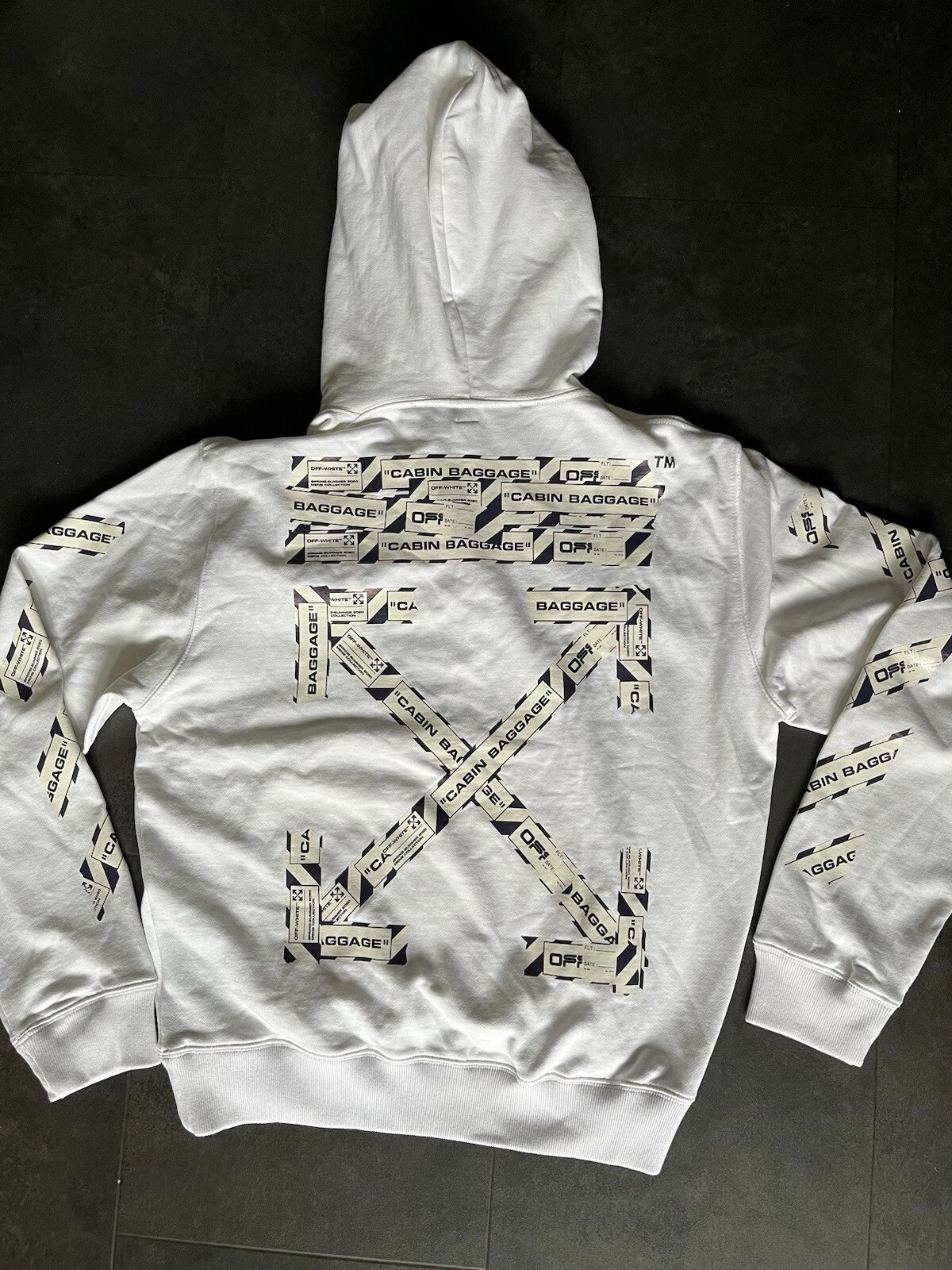 Felpa con cappuccio OFF WHITE rara edizione bagaglio a mano nuova con etichetta prezzo consigliato insolito £ 295!