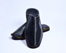 Moroccan shoes Babouche  Men's slippers Handmade shoes Leather Shoes black blue
