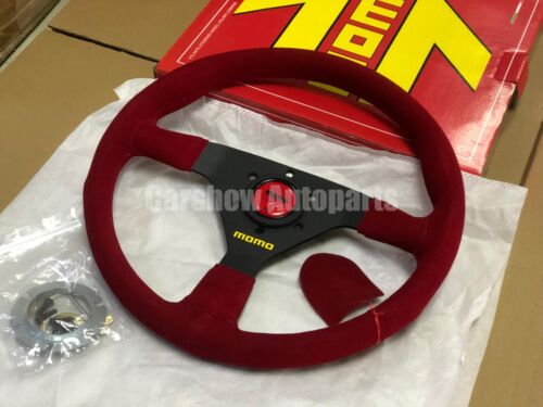 MOMO MC classic 350mm 14' Red Suede Leather Sport Steering Wheel thicked spoke - Picture 2 of 9