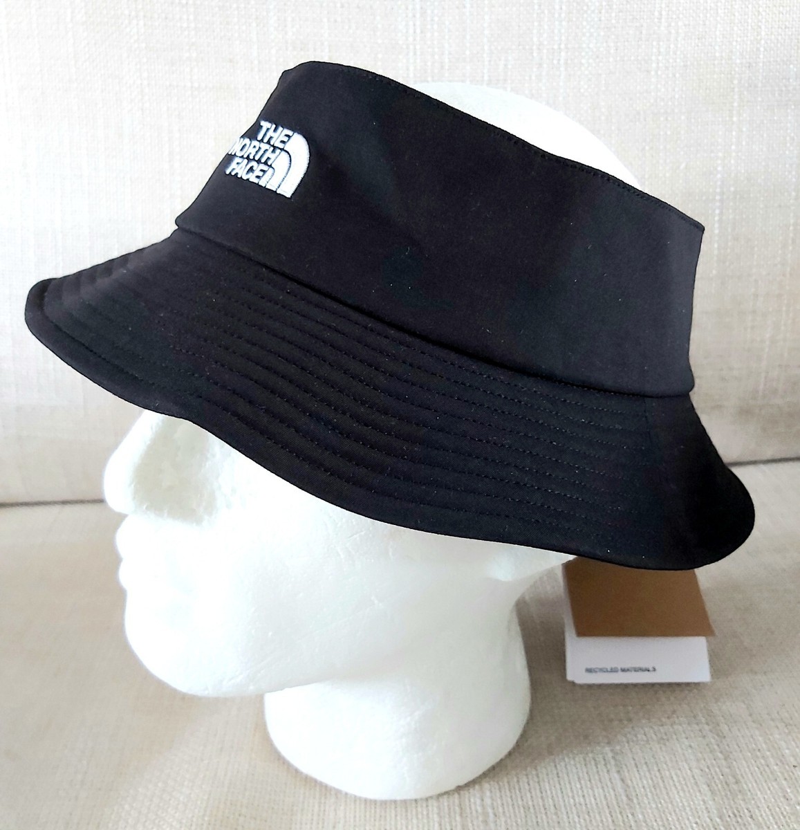 Womens L/XL THE NORTH FACE Black OPEN TOP BUCKET HAT Logo