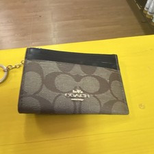 Coach Signature Logo Canvas/Leather Key Chain...
