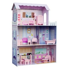 Victorian Wooden Dollhouse 3 Storey Kids Doll House Dreamland Tiffany Pink
