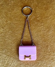 Women  s Pink w/ Gold Mini Purse Bag Charm Keychain Gold Tone Chain 5 in