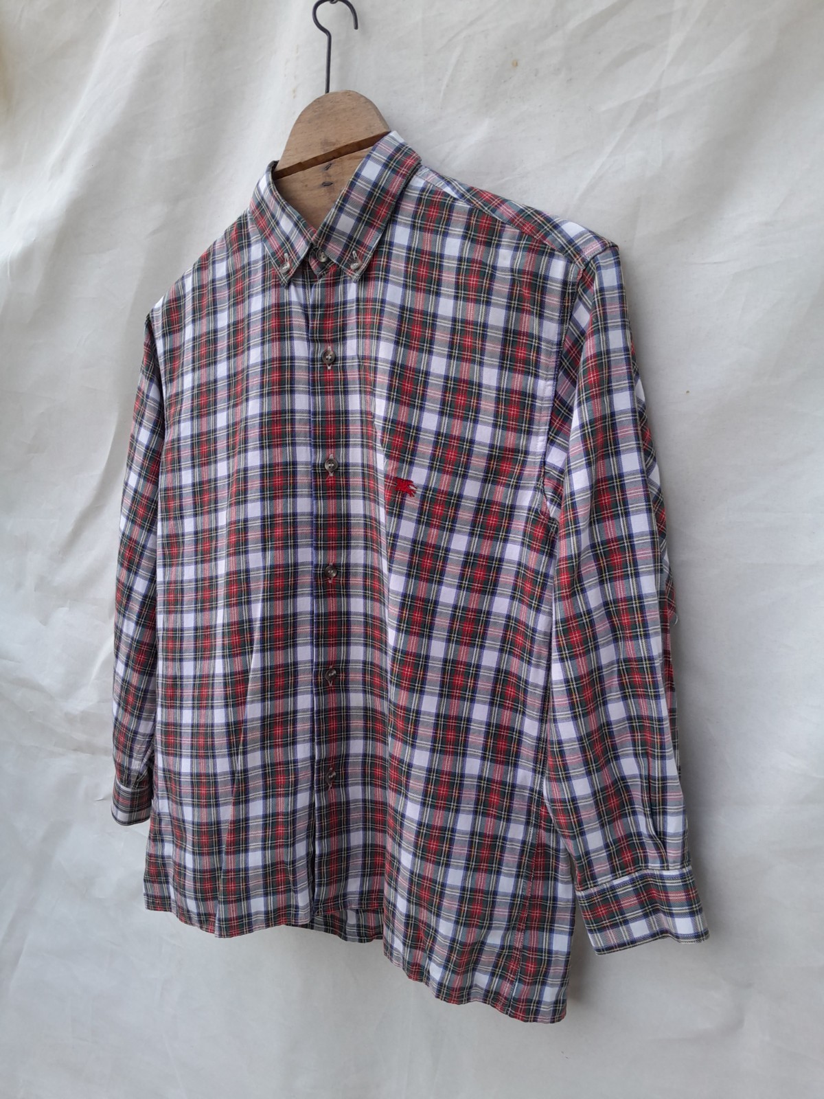 Vintage Burberrys Tartan Shirt Boys 10 Red Plaid Check Long Sleeve Made in Spain thumbnail 3