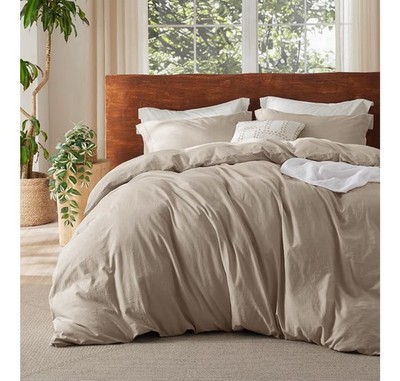 Essential Collection Bedsure 100% Washed Cotton Duvet Cover With Pillow Sham