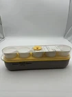 Salton Thermostat Yogurt Maker Model GM-5 Vintage Milk Glass Cups w/ Lids (read)