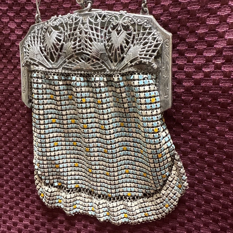 Cartera de Noche EL-SAH MALLA ESMALTADA WHITING & DAVIS Elsa SCHIAPARELLI Cierre Hinchado Foto 3 de 4