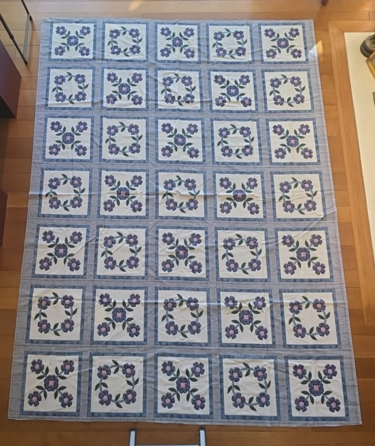 Edredón tramposo abuela de colección 36 piezas paneles florales almohada tela floral 125" L x 91" W Foto 2 de 4