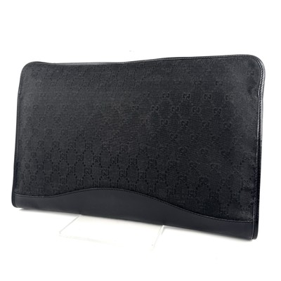 #ad Gucci Clutch bag Second bag Large GG Canvas Leather Black Authentic