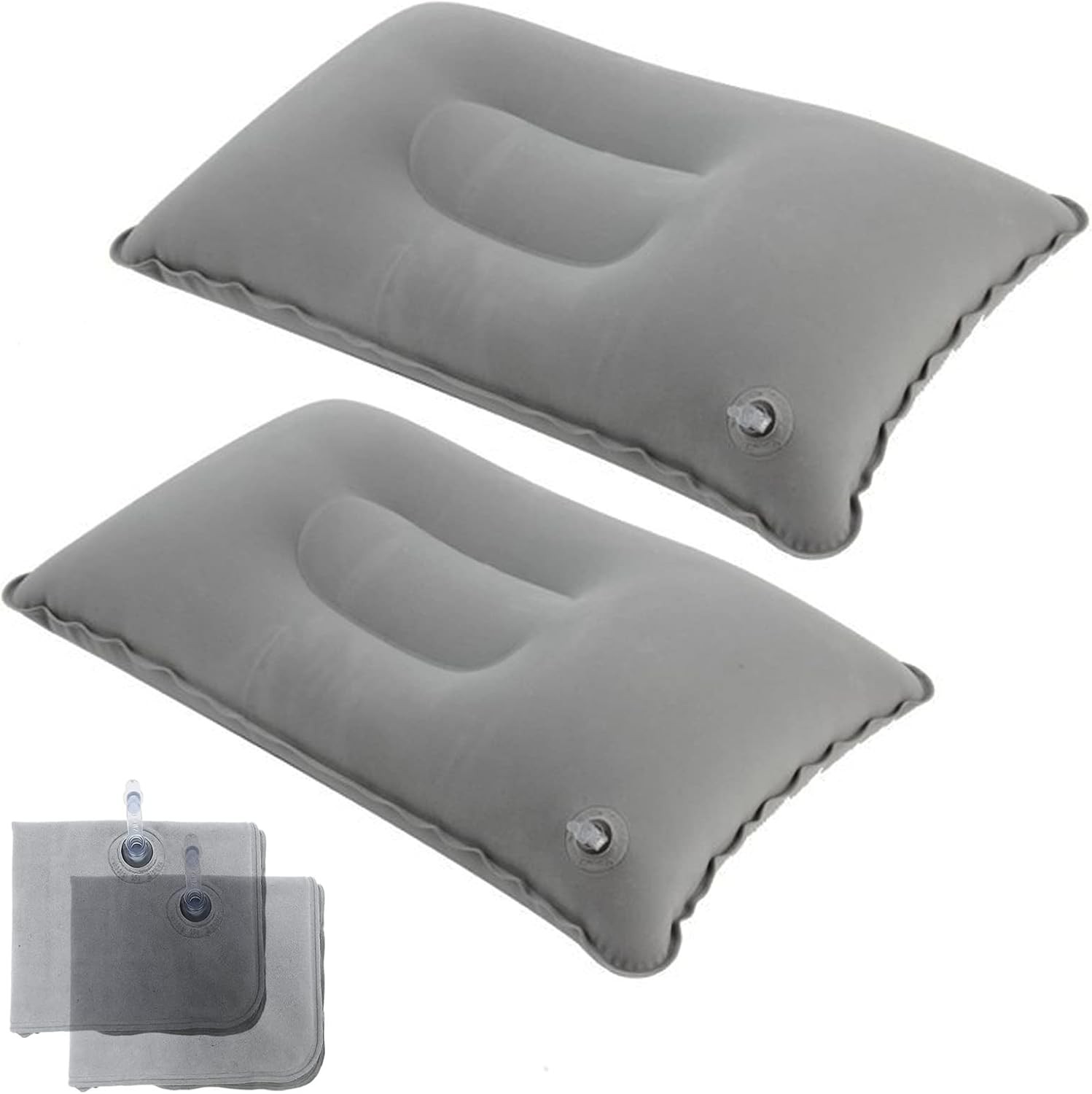 2Pack A4 Ultralight Inflatable Travel Pillow Gray 2 Count
