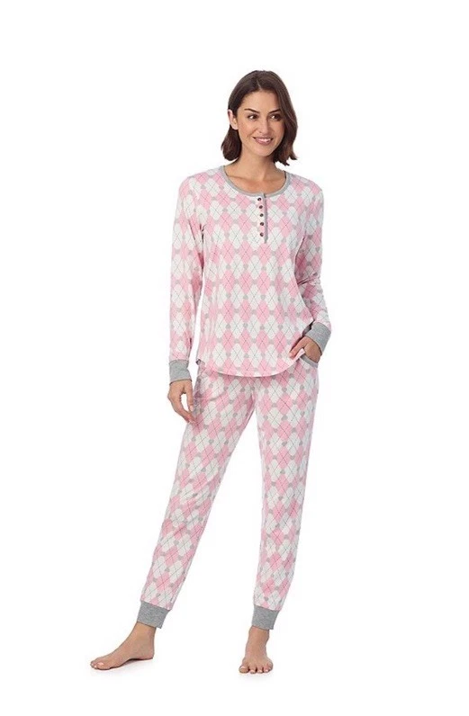 Women's Cuddl Duds Cozy Long Sleeve Henley Pajama Top & Jogger Pants Sz XL