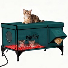 Warkey Heated Mat Insulated Cat House for Outside Pets in Winter Waterproof