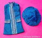 Vintage Skipper / Pepper / Cricket Doll Sized Blue Dress & Hat Hong Kong 1960's