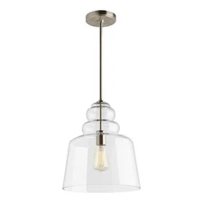 Generation Lighting Agatha 1 Light Pendant, Brushed Nickel/Clear - 6513501-962