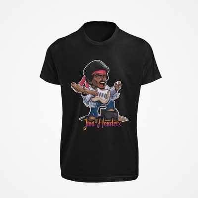 Camiseta de Jimi Hendrix - 100% algodón - Camiseta estrellas del Rock - Negra