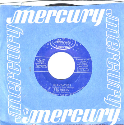 Ted Weems & His Orchestra:   Heartaches / Out Of The Night .. 45 RPM 8088