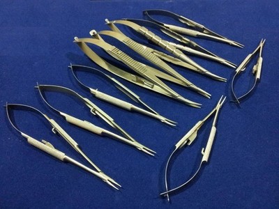 SET OF 10 CASTROVIEJO MICRO SURGERY NEEDLE HOLDER CURVED+STRAIGHT KIT