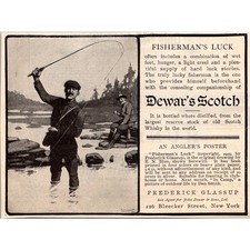 Frederick Glassup An Angler's Poster Dewar's Scotch NY 1903 Clipping SAI6-H1