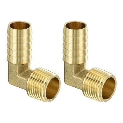 Messing Schlauchstutzen Winkelverschraubung 2 Stücke 5/8'' Barbx1/2'' NPT Männlich