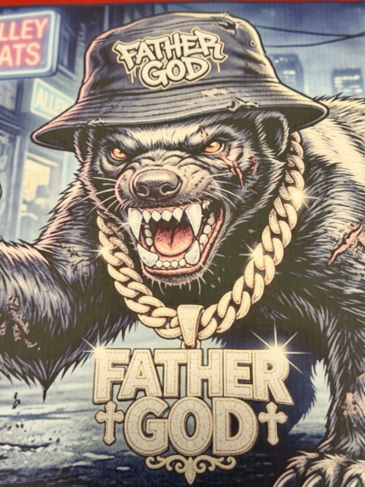 FATHERGOD-HONEYBADGER-GRAPHIC T-SHIRT RED SIZE XL