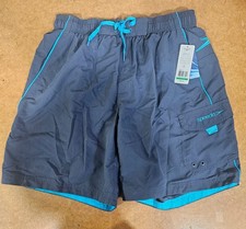 Speedo Marina Volley 20  Swim Trunks Loose Fit Heather Blue Size Large NWT