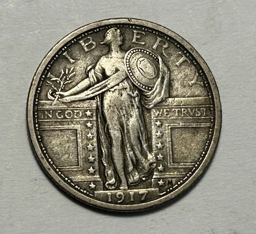 1917 TYPE 1 STANDING LIBERTY QUARTER VF-XF