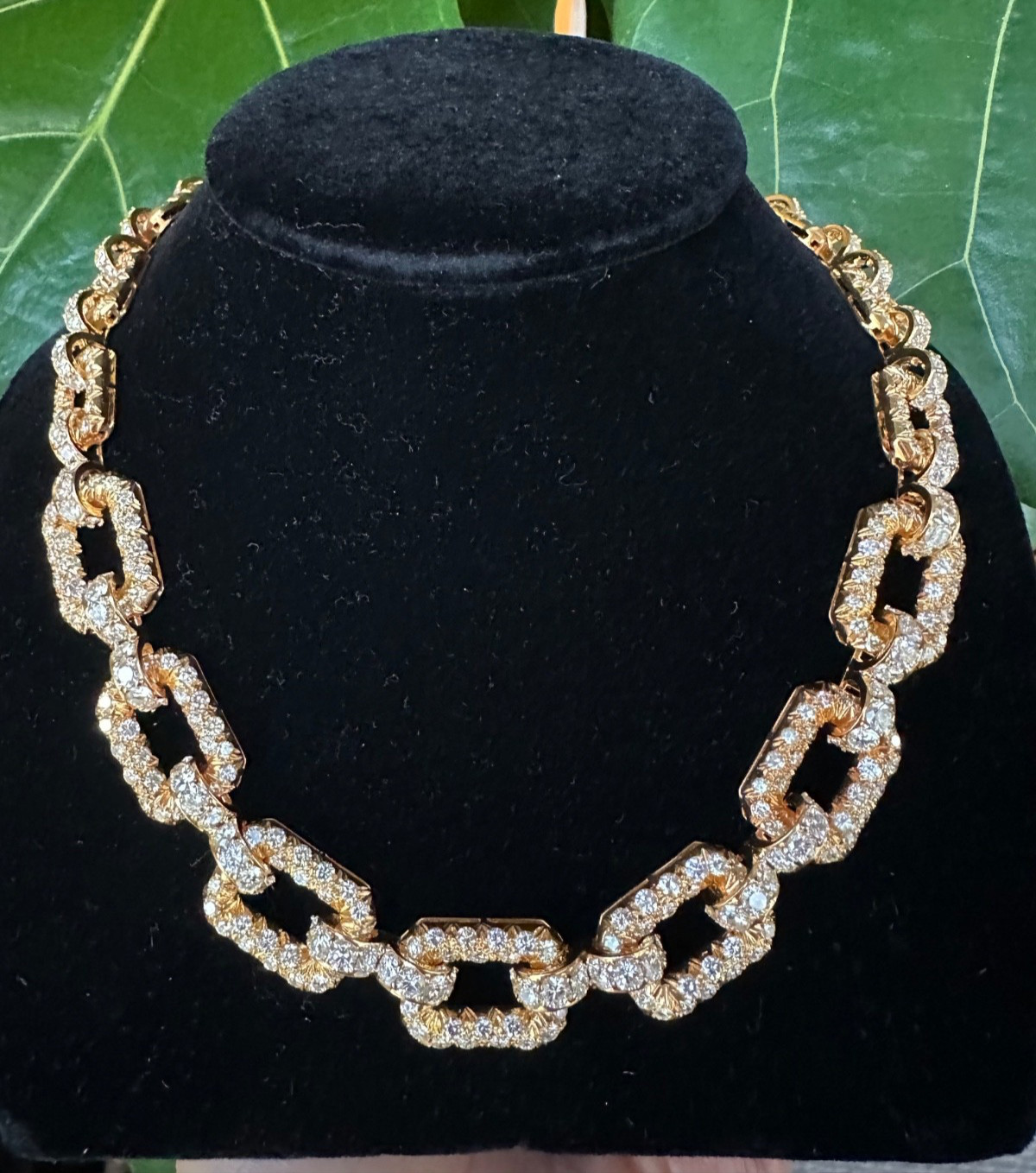 Bold Rectangular Diamond Link Necklace / Choker 1… - image 1