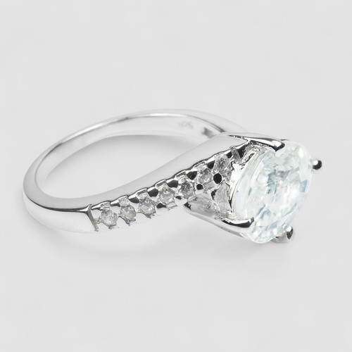 PristineWhite Zircon 3.35Ct 925 Sterling Silver White Gold Plated Rings Size 7 - Imagen 3 de 9