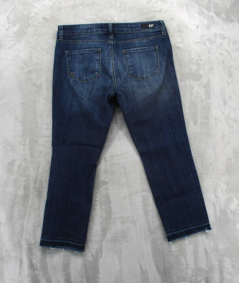 KUT from the Kloth Jeans Womens 8 Petite Reese Ankle Straight Leg Raw Hem - Image 2 of 4