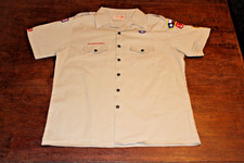 Boy Scouts of America BSA Men's Shirt Tan X-Large XL 100 Cotton Glued Patches
