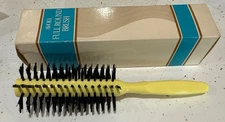 Vintage 1970's Avon Yellow Full Round Brush 8” Black Bristle New Flaw