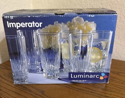 Set Of 6 Luminarc Imperator Highball Glasses Clear Faceted. 10 1/4 Oz.