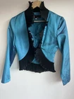 1980s Kazuki Taffeta Jacket Pleated Frill Metallic Size AU 8