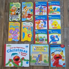 Lot of 12 Sesame Street Childrens Books Board Books Elmo Grover Big Bird