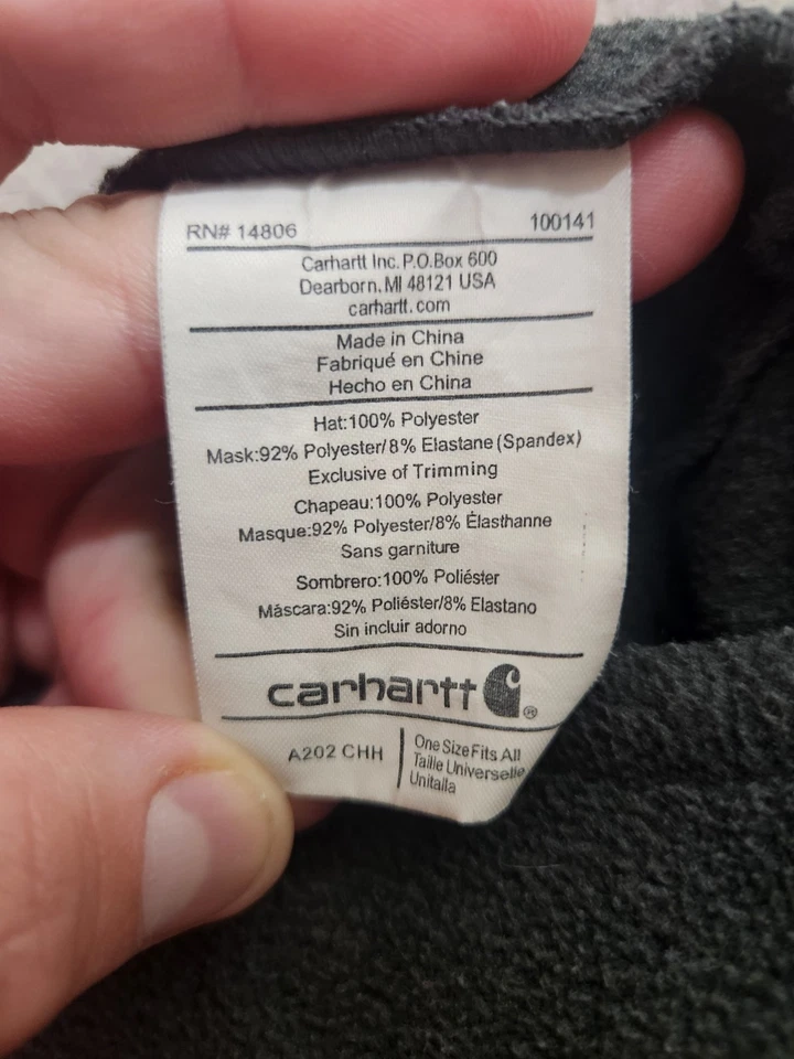 Gorros para la cabeza Carhartt Fleece 2 en 1, carbón, máscara facial incorporada  Foto 4 de 4