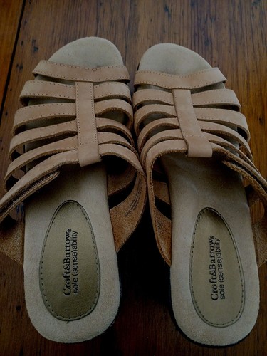 Sandalias de cuña Croft & Barrow Suela (Sense) Ability de cuero bronceado para mujer 9,5 - Imagen 7 de 13