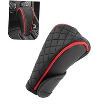 Car Gear Shift Knob Cover, Anti-Slip Breathable Leather Gear 1 PC Black Red
