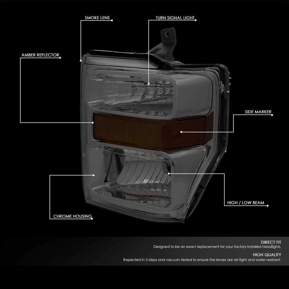 Par de faros esquineros ahumados/ámbar + caja de herramientas para Ford Super Duty 2008-2010 Foto 2 de 4