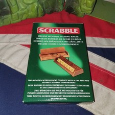 OFFICIAL SCRABBLE BOARD GAME Deluxe Wooden Scoring Racks x 2 Complete With Pegs