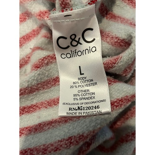 C&C California Striped Pullover Sweatshirt | Size L | Red & Light Blue - Picture 4 of 6