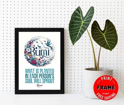 Framed Rumi Quote Poster, Rumi Poem, Rumi Mental Health, Wall Art, Rumi Decor 11